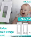 Screwless Wall Plates 40 Pack 1-Gang Decorator Light Switch Covers White 2.91 x 4.68 Inches, hidden screw design, child safe