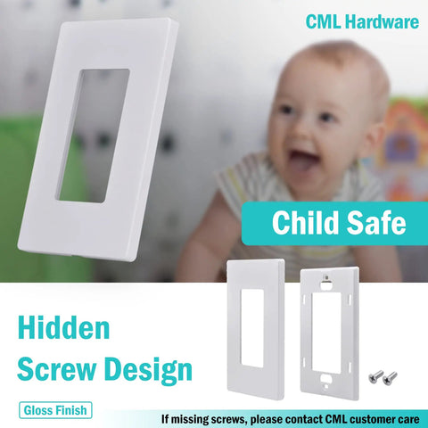 Screwless Wall Plates 40 Pack 1-Gang Decorator Light Switch Covers White 2.91 x 4.68 Inches, hidden screw design, child safe