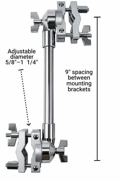 Rotating Multi Clamp For Drum Hardware 360 Degree Adjustable Mount For Cymbal Arms with 9 inch bracket spacing