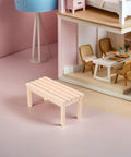 Wooden Dollhouse Bench 1:12 Scale Miniature Furniture For Fairy Garden Micro Landscapes Beige Finish, in dollhouse setting