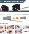 Beefy DTM 2-Pin Waterproof Sensor Connector Kit assembly and usage guide with labeled parts and step-by-step instructions.