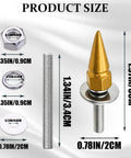 Badass Gold Spike License Plate Bolts And Screw Fastener Kit For Trucks And Cars Street Tough Anti Theft Vehicle Tag Frame Hardware All Season Aluminum Alloy Ride Ready Decor size details with spikes and bolts shown.