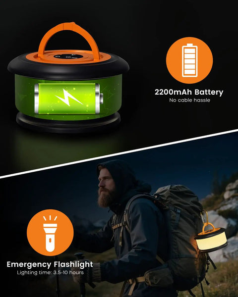 Retractable 32.8 Feet RGB Camping String Lights With Rechargeable LED Fairy Lights Outdoor Waterproof Portable Lantern With 2200mAh Battery
