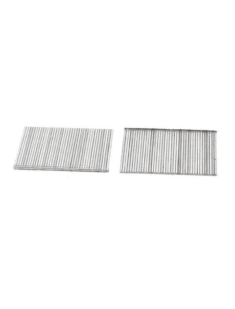 Pro Grade 2500 Pack 1.5 Inch Brad Nails With Chisel Point Galvanized silver tone fasteners displayed side by side for woodworking.