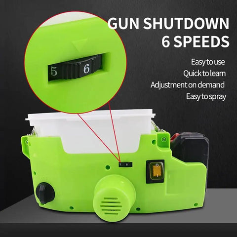 Level Up Your DIY Game With This Backpack Airless Paint Sprayer Bringing Zero Fuss Cordless Power Six Tunable Settings And A Roomy Two Liter Tank For Quick Wall Fence Cabinet Painting Indoors Or Outdoors In Classy Red showing six speed settings adjustment knob.