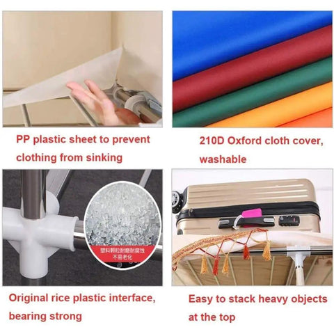 Roomy Portable Canvas Wardrobe Closet Storage Organizer Built Tough With Heavy Duty 25mm Steel Pipes And Door Hook. PP plastic sheet prevents clothing from sinking.