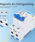 20 Amp Two Pole 120V And 240V Circuit Breaker With Thermal Magnetic Trip for solar and RV systems, DIN rail, side view