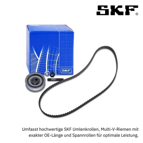 Heavy Duty SKF Flexible Coupling Sleeve Kit For VW Touareg And Transporter V TDI Engines Ensures Smooth Ride, Kills Vibrations, Keeps Your Diesel Powertrain Rockin' Without Any Drama Or Breakdowns. SKF belt kit with tensioner, pulley, and blue box