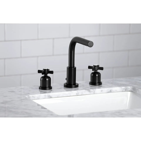8 Inch Widespread Bathroom Faucet With Dope Matte Black Finish And Pop Up Drain Built To Last Solid Brass Construction Deck Mount Three Hole Setup 1.2 Gpm Flow Includes Matching Drain