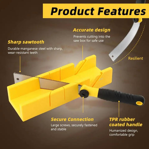 4 In 1 Miter Box And Saw Set With A 12 Inch Box And 3 Interchangeable Blades Japanese Pull Saw for wood, drywall, and metal cutting