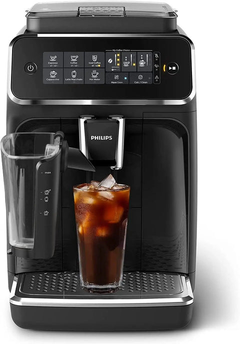 Ready To Roll Black Fully Automatic Espresso Machine With Zero Hassle Bean To Cup Brewing And Slick Touch Panel For Iced Coffee Or Five Daily Grind Favorites Plus Quick Clean Lattego Milk Frother with iced coffee.