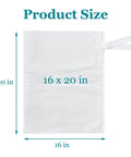 Heavy Duty Cold Brew Coffee Filter Bags 100 Pack No Fuss Disposable Brewing Sacks size 16 x 20 inches with drawstring strap.