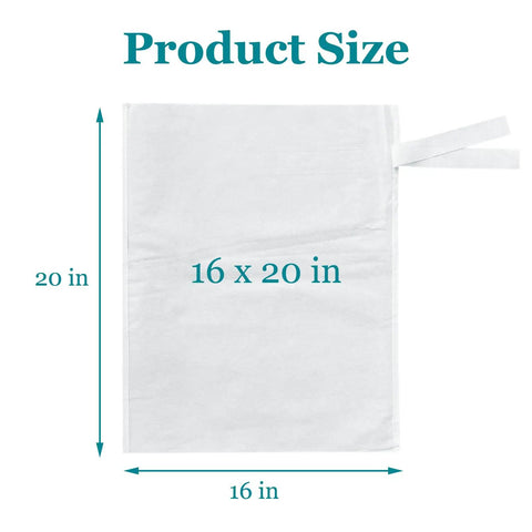 Heavy Duty Cold Brew Coffee Filter Bags 100 Pack No Fuss Disposable Brewing Sacks size 16 x 20 inches with drawstring strap.
