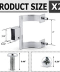 Solid Build Chrome Shower Door Handles And Towel Bar Brackets With 2 Inch Mount Holes and hardware kit, showcasing dimensions and screws.
