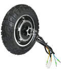 Built Different 10 Inch 48V 350W Brushless Hub Motor Wheel with off-road tire and wiring for electric scooter conversion.