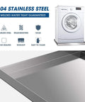 Heavy Duty 304 Stainless Steel Washing Machine Pan With Raised Edge And Anti Slip Bottom Pad For Leak Protection In Laundry Room