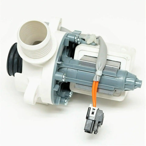 Angled view of Washer Drain Pump CK900016 Fits GE General Electric GTW460ASJ Series Replacement 290D1201G001 290D1201G002 4958182 B40-3A01 For Old Models GTW220ACK1WW GTW460ASJ9WW