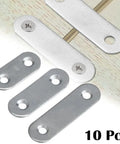 Stainless Steel Corner Brackets Set 10 Pcs Flat Mending Plates For Wood Furniture Stability Heavy Duty Beefy Brackets