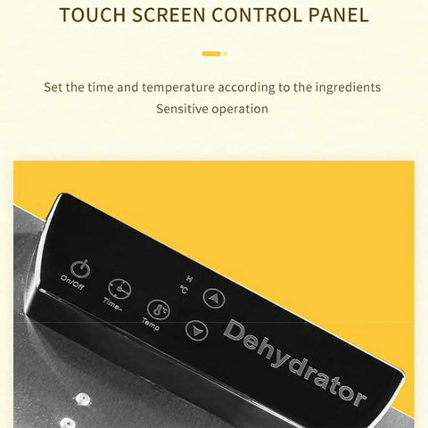 Touch screen control panel of Ten Tray Electric Food Dehydrator Machine With Simple Temp Control And Heavy Duty Motor.