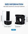 Badass M6 X 20mm Rack Mount Screws And Cage Nuts Bundle For Server Racks showing size info of black galvanized hardware.