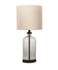 Modern Farmhouse Seeded Glass Table Lamp in Bronze Finish, 22.5 Inch Tall, Ideal for Bedside or Living Room Decor
