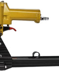 Pneumatic Handheld Carton Sealer Tool For Heavy Duty Box Packing, side view showing yellow and black air powered stapler.