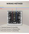 Wiring method diagram for Top Shelf EU Standard Electrical Wall Sockets with Waterproof Covers 5 Pack 16 Amp 110 to 250 Volt.