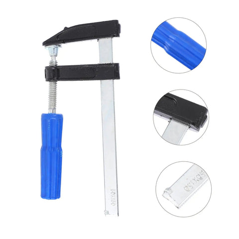 4 Pack Woodworking Clamps Quick Grip Clips Set For Fast Holding And Fixing, Steel Clamp with Blue Non Slip Handle Close-Up