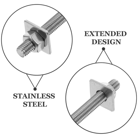 Two Sets M8 X 100mm 304 Stainless Steel Threaded Rods With Nuts And Washers DIY Ready For Wall Penetration Hardware Kit display