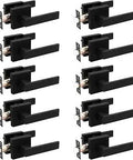 10 Pack Modern Square Passage Door Knobs Keyless Interior Door Lever For Hallway And Closet Black No Lock Left Or Right Handing