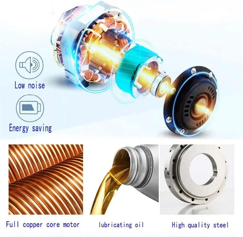 Heavy Duty Oscillating Misting Fan With Massive 42 Liter Water Tank And Seven Fifty Millimeter Height Adjustable Stand motor copper core and lubricating oil for energy efficiency.