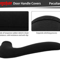 4 Pack Heavy Duty Neoprene Door Handle Covers Anti Slip Protective Sleeves For Car And Truck Handles Heat Cold Resistant Grip Sleeves shown with close-up focus on material and stitching.