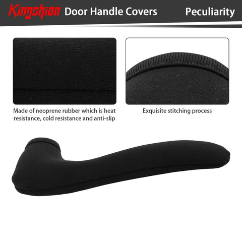 4 Pack Heavy Duty Neoprene Door Handle Covers Anti Slip Protective Sleeves For Car And Truck Handles Heat Cold Resistant Grip Sleeves shown with close-up focus on material and stitching.