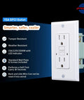 Weatherproof GFCI Outlet Pack 10 Self Test Tamper Resistant UL Listed 15 Amp Receptacle with white wall plate front view