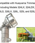 Precise Meshing Metal Bevel Gear Head For Trimmers 537333802 compatible with Husqvarna models in grass cutting action