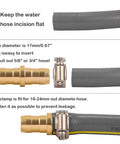 Two Pack Garden Hose Repair Kit With Stainless Clamp For Three Quarter To Five Eighth Inch Hoses Aluminum Durable Construction Quick And Easy Install Leak Free Connection For Standard Hoses, showing aluminum connector, stainless clamp, and hose setup instructions.