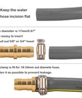 4 Pack Garden Hose Repair Kit With Stainless Clamp For 3/4 To 5/8 Inch Hoses, view of aluminum splice fittings and hose section