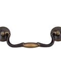 Antique Satin Brass Drawer Bail Pull Handle with Four and a Half Inch Center to Center and Five and Three Quarter Inch Pull Length