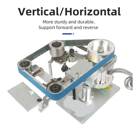 Rock Solid Industrial Belt Sander Machine With Brushless Motor And Swivel Frame Compact 762X25MM, showing vertical and horizontal support.