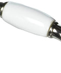 3-Inch First Family Cabinet Pull in White and Satin Chrome Finish, Zinc Die-Cast with Ceramic Base, rear mount installation