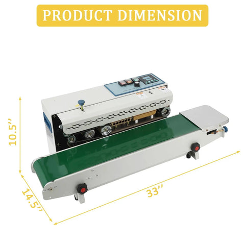 Pro Level Automatic Commercial Bag Sealer Machine With Built In Inkjet Printer High Speed Heat Seal System 110V dimensions 10.5" x 14.5" x 33".