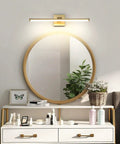 Modern LED Vanity Light Fixture For Bathroom With Rotatable 270 Degree Brass Aluminum Wall Mount Sconce, 3000K Warm White Glow over mirror