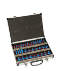 Heavy Duty 35 Piece Carbide Router Bit Set With 8mm Shank For Precision Woodworking in a storage case with sharp edges.