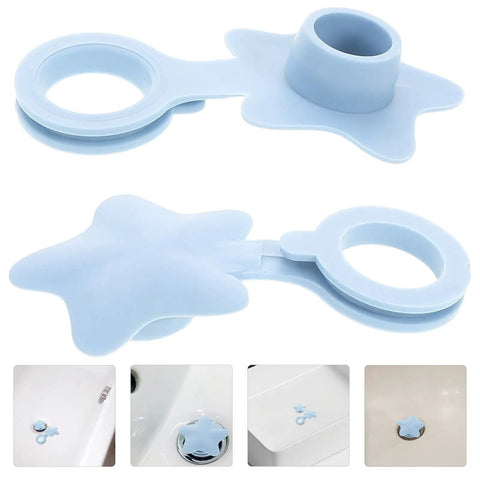 2pcs Silicone Star Shaped Bathtub Stopper Flat Cover for Drain Plug in blue, showcasing charming design and practical use.