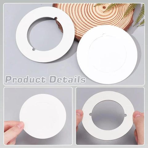 Two Pack Round Door Knob Plates Filler And Repair Backplate Set White Matte Finish with Flat and Hollow Design