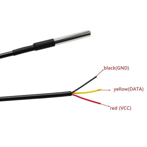Five Pack 1 Meter Waterproof DS18B20 Temperature Sensor Probes For Arduino Projects EK1083 Digital Thermal Probes With One Wire Interface Durable Waterproof Cable Easy DIY Temperature Readouts