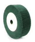 Flap Wheel For Metal Polishing And Rust Removal, 320 Grit Non Woven Nylon Disc, Abrasive Buffing Tool, 6 Inch Diameter, Green Color