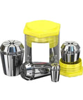 High Precision Spring Collet Set For CNC Milling And Lathe Tools Fits ER16 ER20 ER32 Chucks, tough steel collets in a storage case.