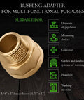 Brass adapter 3/4 to 1 inch NPT for multifunctional use in plumbing and landscape systems.