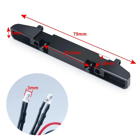 One Twenty Fourth Scale RC Crawler Light Strips Kit with metal bumper, dimensions labeled for Wrangler JLU Deadbolt SCX24